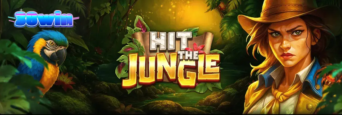Interface do jogo Hit the Jungle com símbolos de animais e selva