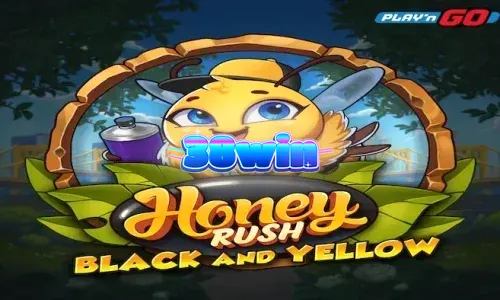 Interface do jogo Honey Rush Black and Yellow com grade hexagonal e luzes neon